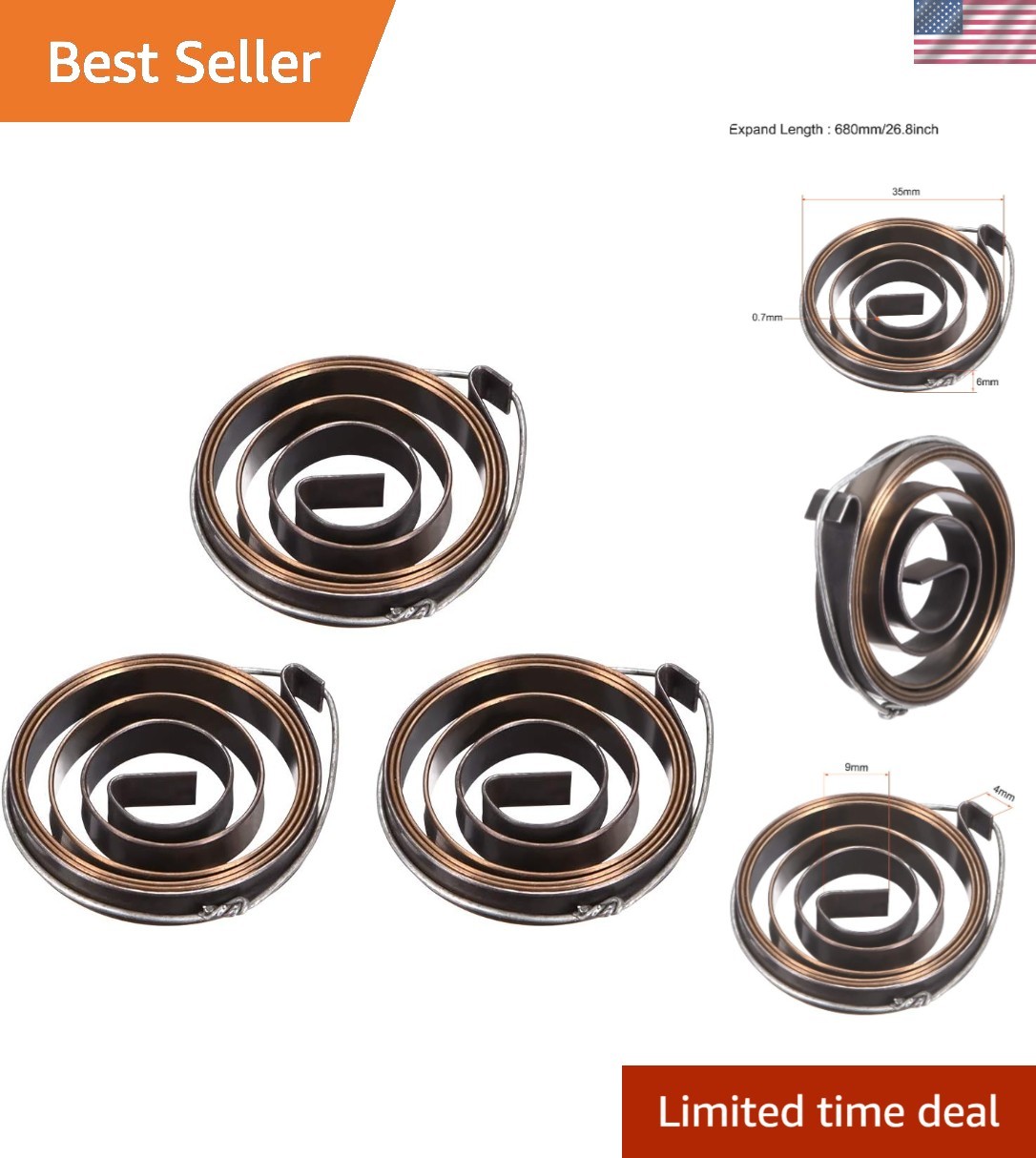 2.2Ft Drill Press Return Spring Set – 35mm Diameter, Pack of 3