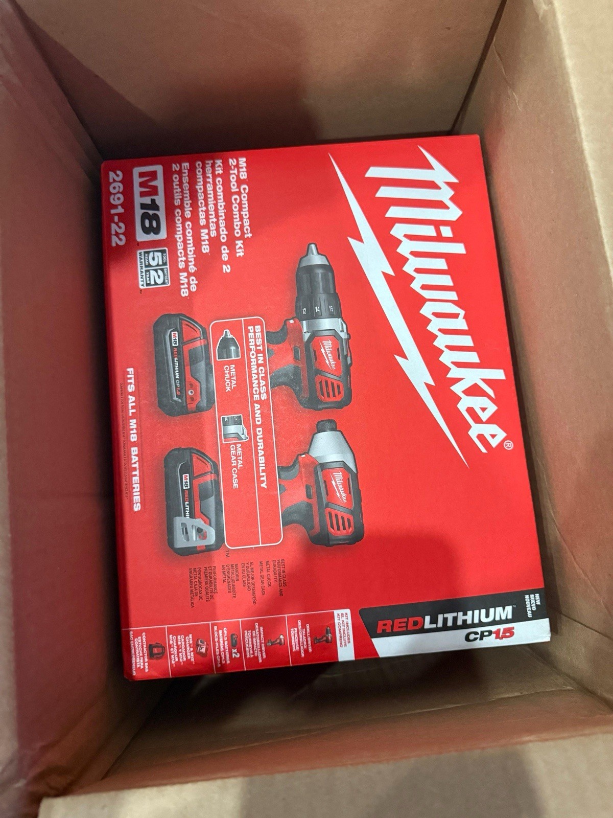Milwaukee M18 18V Li-Ion Cordless Drill Driver Combo Kit (2691-22)