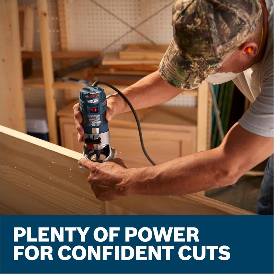 BOSCH PR20EVS Colt 1.0 HP Variable-Speed Palm Router – 5.6 Amp Motor, Soft Start