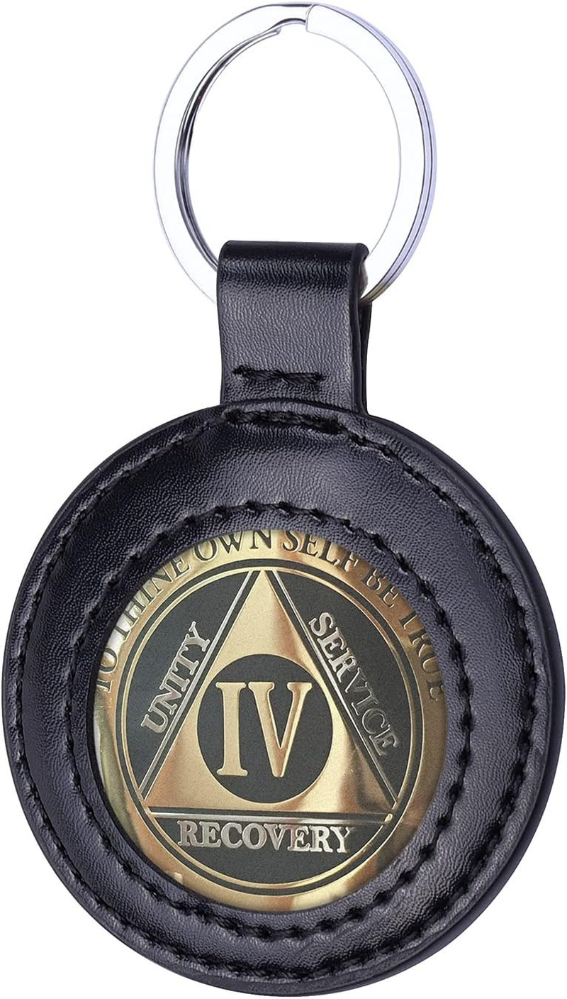 PU Leather Coin Holder Keychain for AA Medallion Challenge Coin Recovery Chip Bl