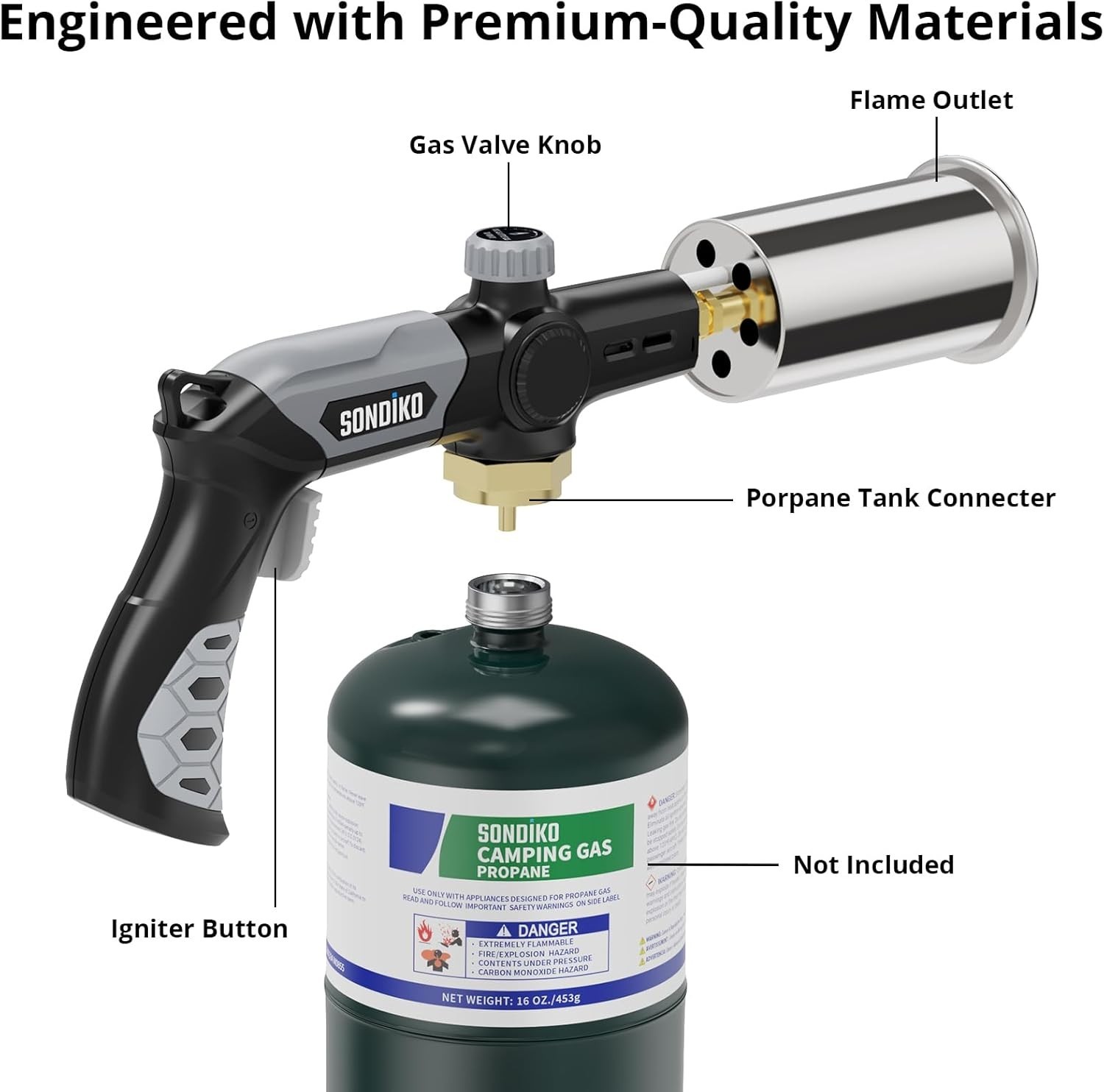 Powerful Grill & Cooking Propane Torch L8010, Sous Vide, Welding Torch, Adjus…