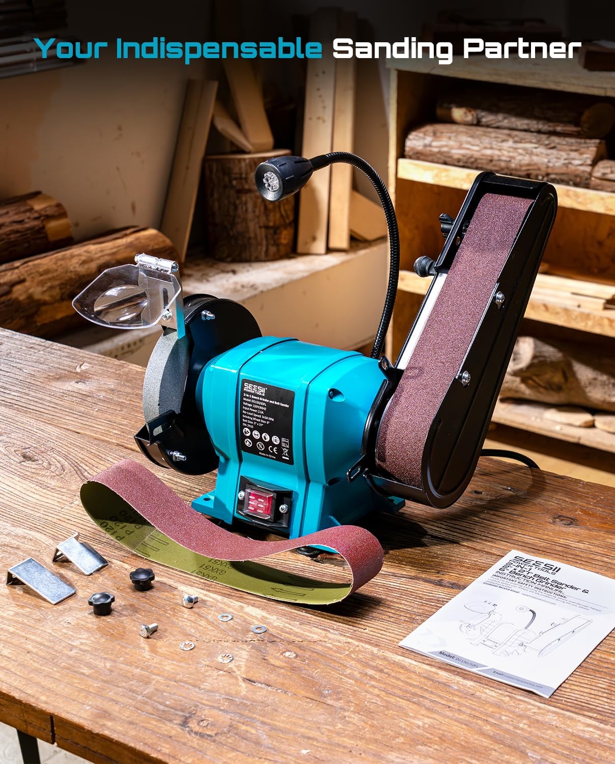 2×27 Belt 6 Inch Disc Sander Grinder Combo 2.5A Motor Wood Metalworking