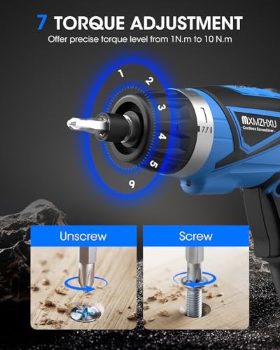 8V Cordless Screwdriver,6+1 Torque Max 10N·m Electric Power Screwdriver Blue