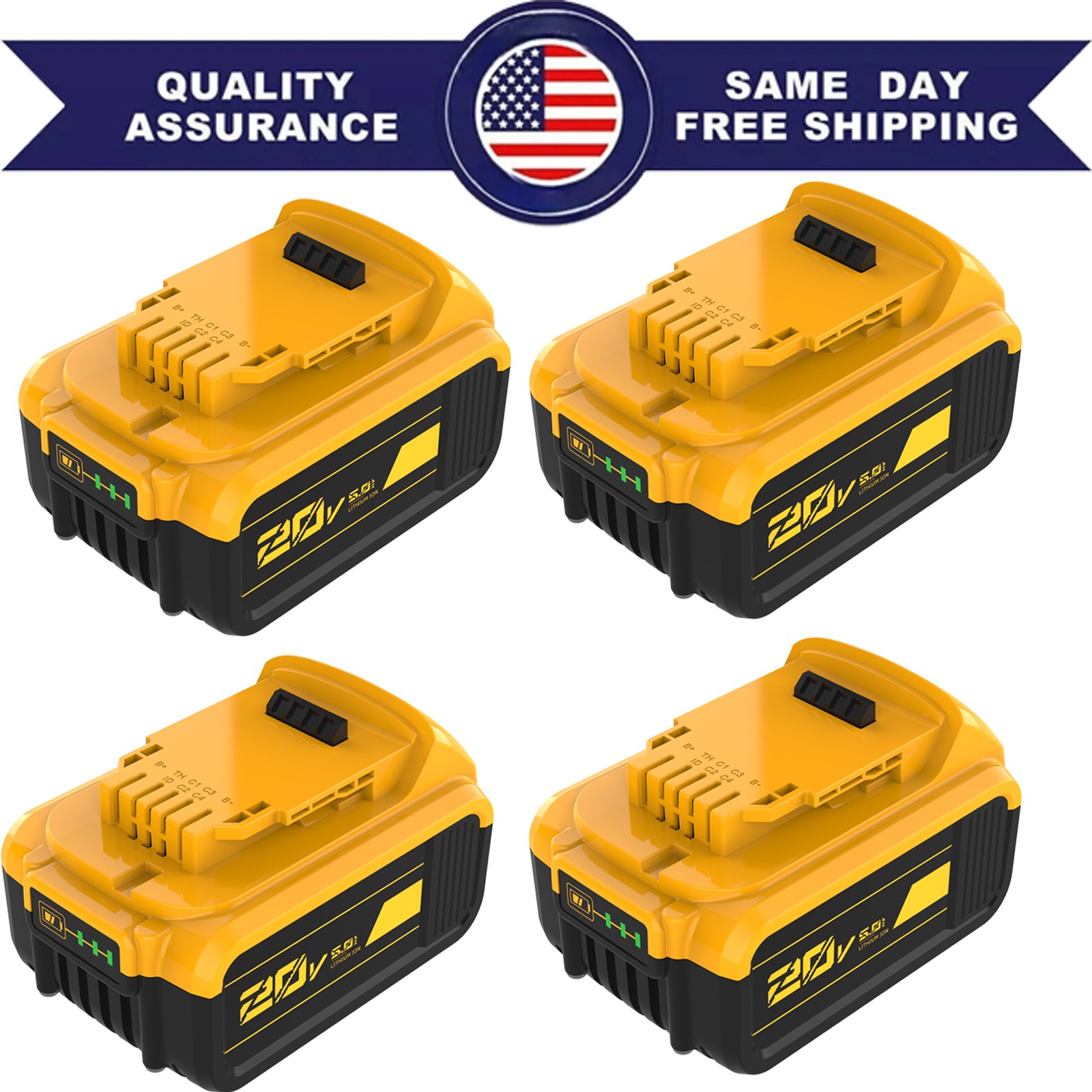 4-PACK 20V Max 5.0AH Battery For Dewalt DCB205 20 Volt Lithium Ion DCB206 DCB200