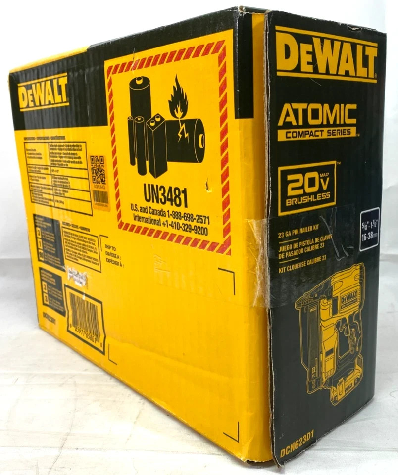 DeWalt ATOMIC 20V BRUSHLESS CORDLESS PIN NAILER NAIL GUN KIT W BATTERY & CHARGER