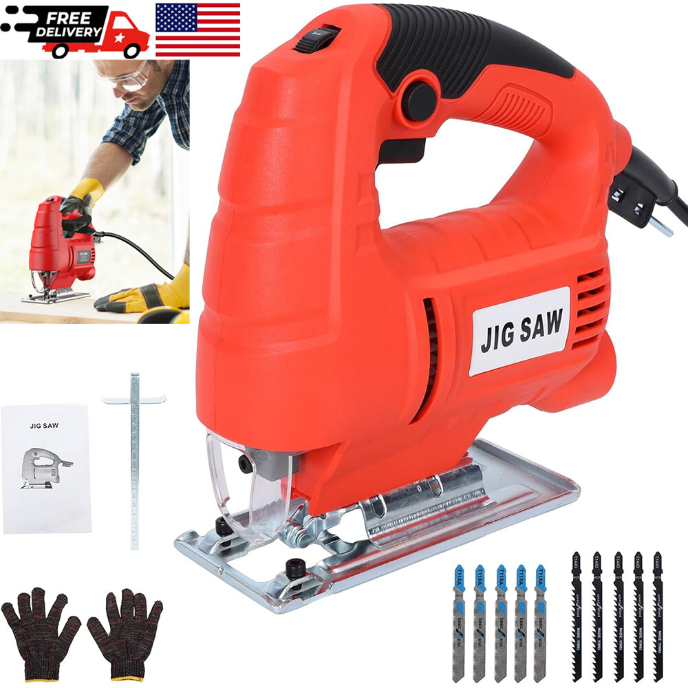 710W Jig Saw 3000RPM Corded Electric Jigsaw 6 Variable Speeds Jigsaw Tool Kit US