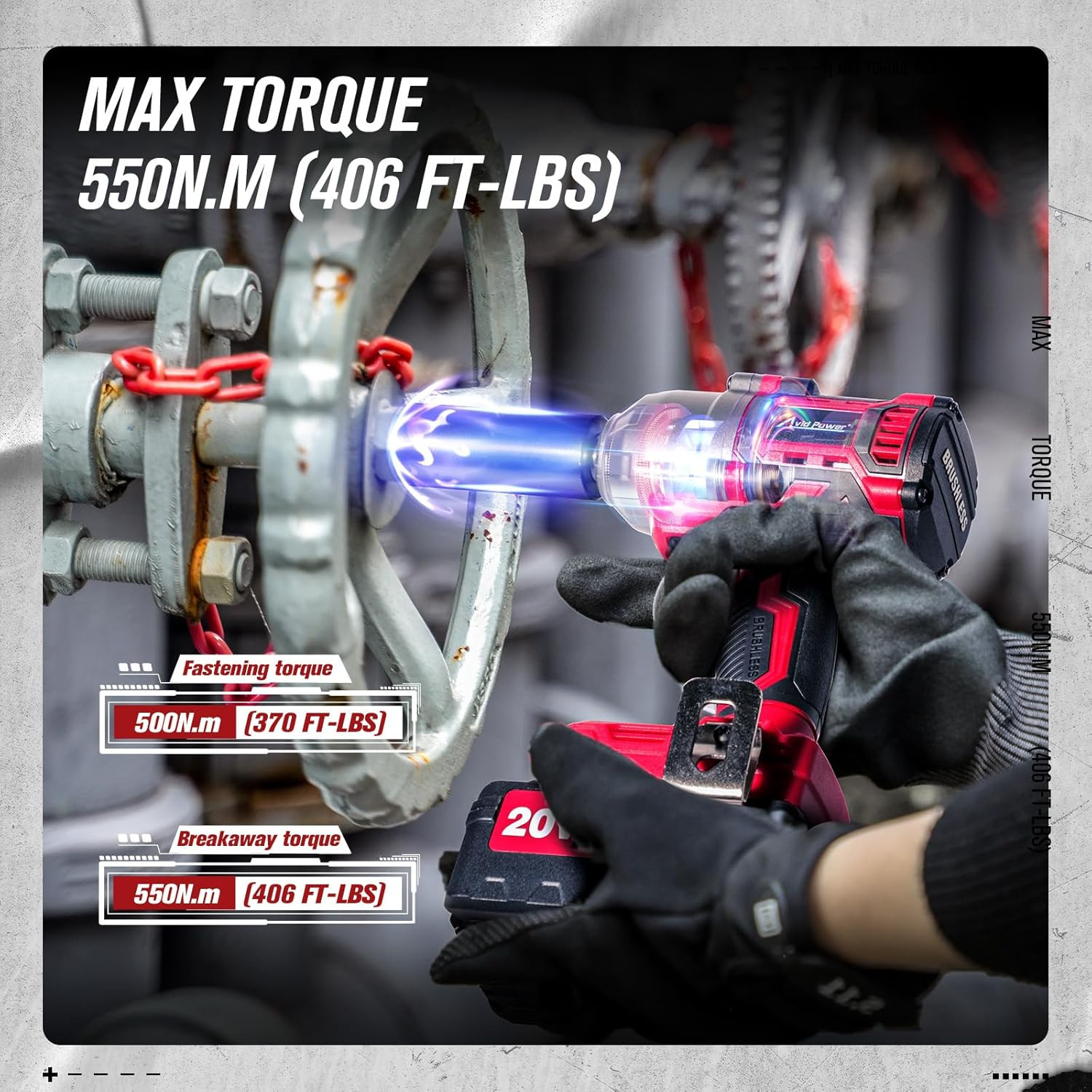 1/2 Impact Wrench Brushless, 20V Cordless Impact Gun W/ 3 Variable Speeds, Max T