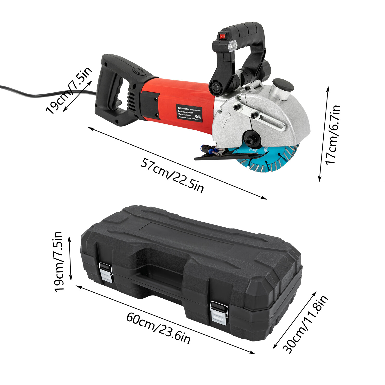 Slotting Machine Wall Chaser Concrete Grooving Cutting Machine Saw Blade 2700W