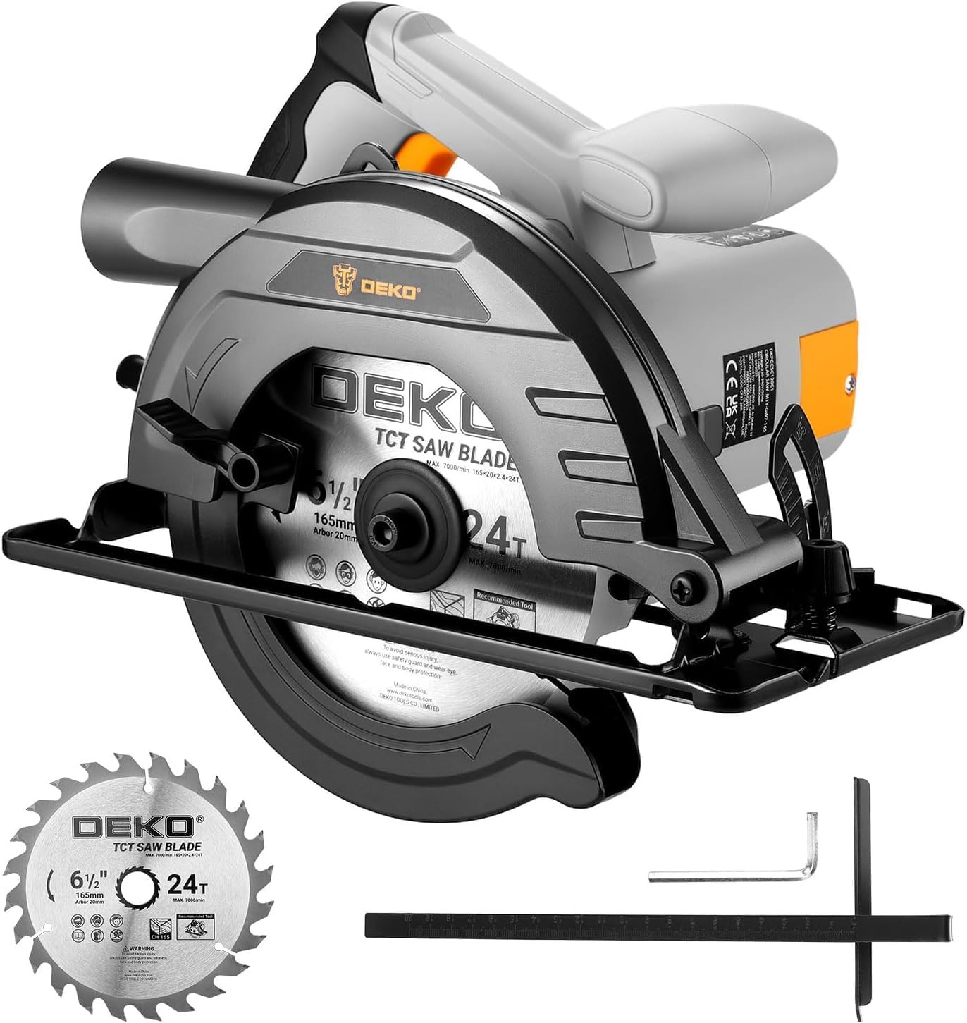 Circular Saw 1200W: High-Power Saw with 165Mm 24T Blade, 4800 RPM, Max Cut Dept