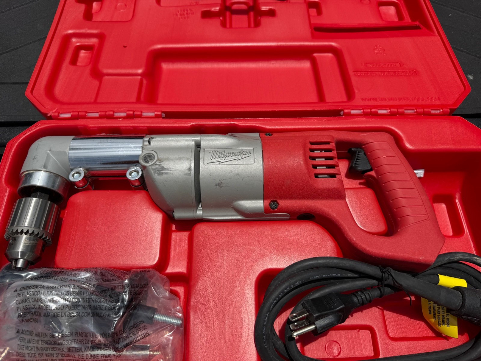 Milwaukee 3107-6 7Amp 1/2&Prime; Right Angle Drill Heavy Duty w/ Case – used once!
