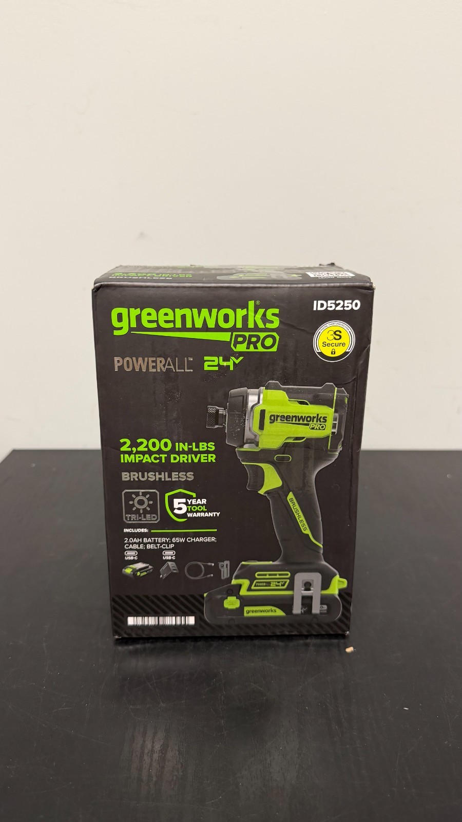 New Greenworks Pro ID3200 24V Impact Driver with 2Ah USB-C Battery