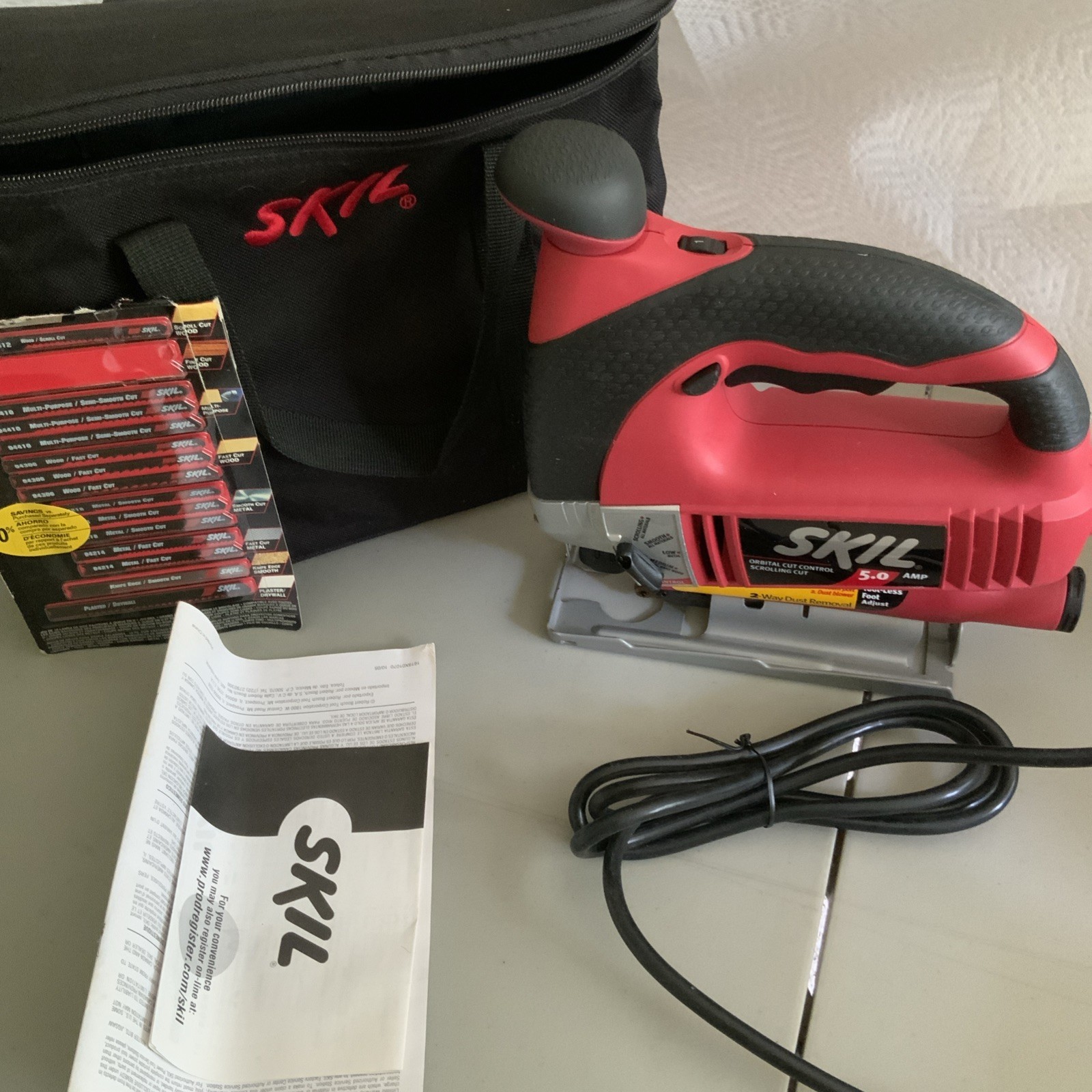 Skil 4490 5.0 Amp Orbital Cut Control Scroll Saw Carry Bag, Blades, Manual, VS