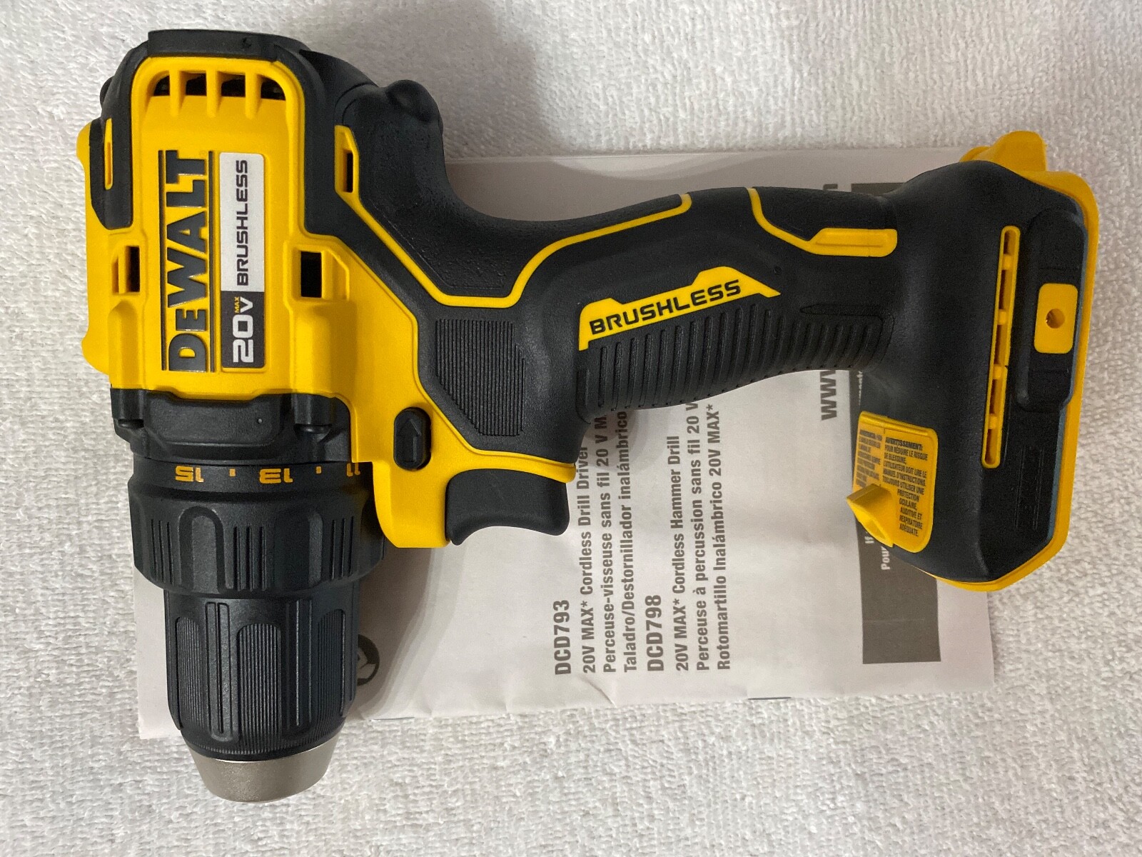 New Dewalt DCD793B 20V 20 Volt Max 1/2&Prime; 2 Speed Brushless Cordless Drill Driver