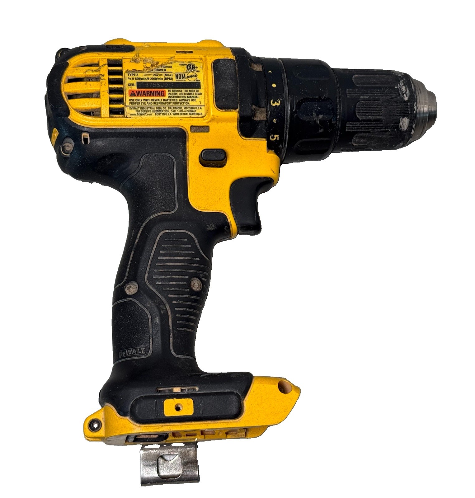 DEWALT DCD780 20V Max 1/2 In. Cordless Drill For Parts Or Repair
