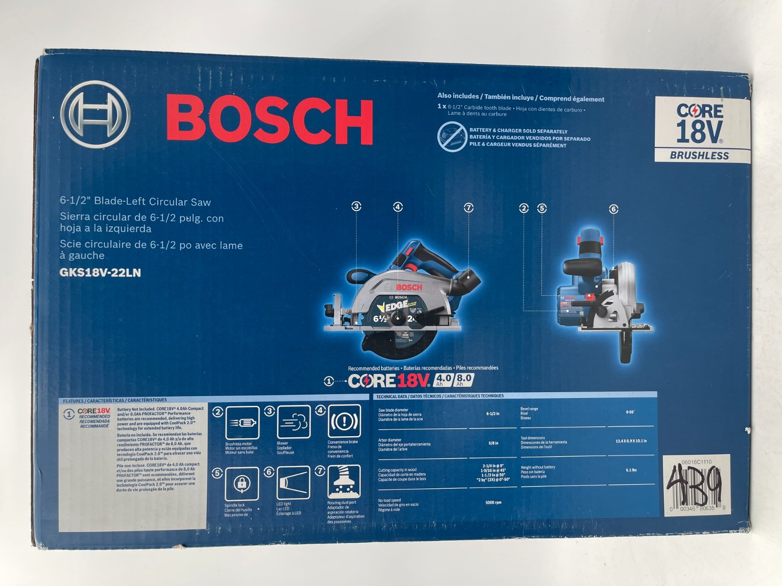Bosch 18-volt 6-1/2-in Brushless Cordless Circular Saw – TOOL ONLY