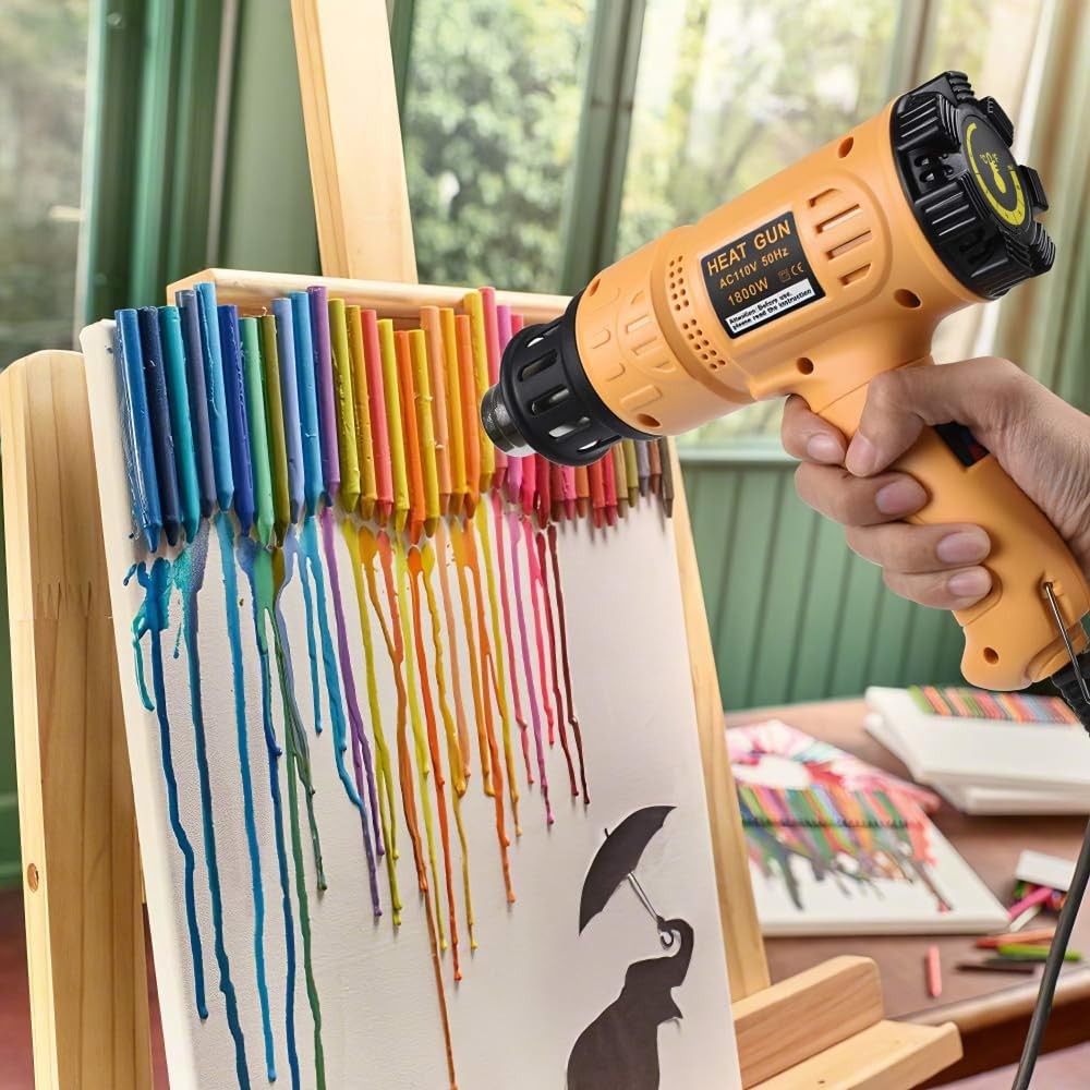 SEEKONE 1800W Heat Gun Variable Temp 122℉-1202℉ for Crafts, Shrink Wrap Yellow