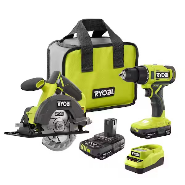 RYOBI PCL1201K2 One+ 2 piece tool kit 18V 1/2&Prime; 2x Batteries + Charger #14341351