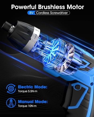 8V Cordless Screwdriver,6+1 Torque Max 10N·m Electric Power Screwdriver Blue