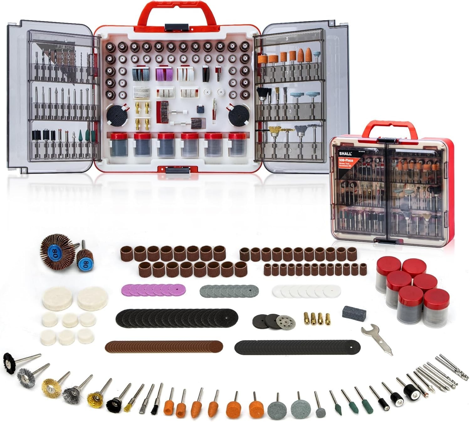 Universal Rotary Tool Bit Set: 508 Pieces for Cutting, Sanding, Engraving & More