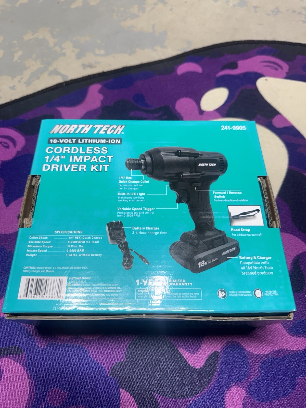 North Tech 18-Volt Cordless 1/4&Prime; Impact Driver Kit new