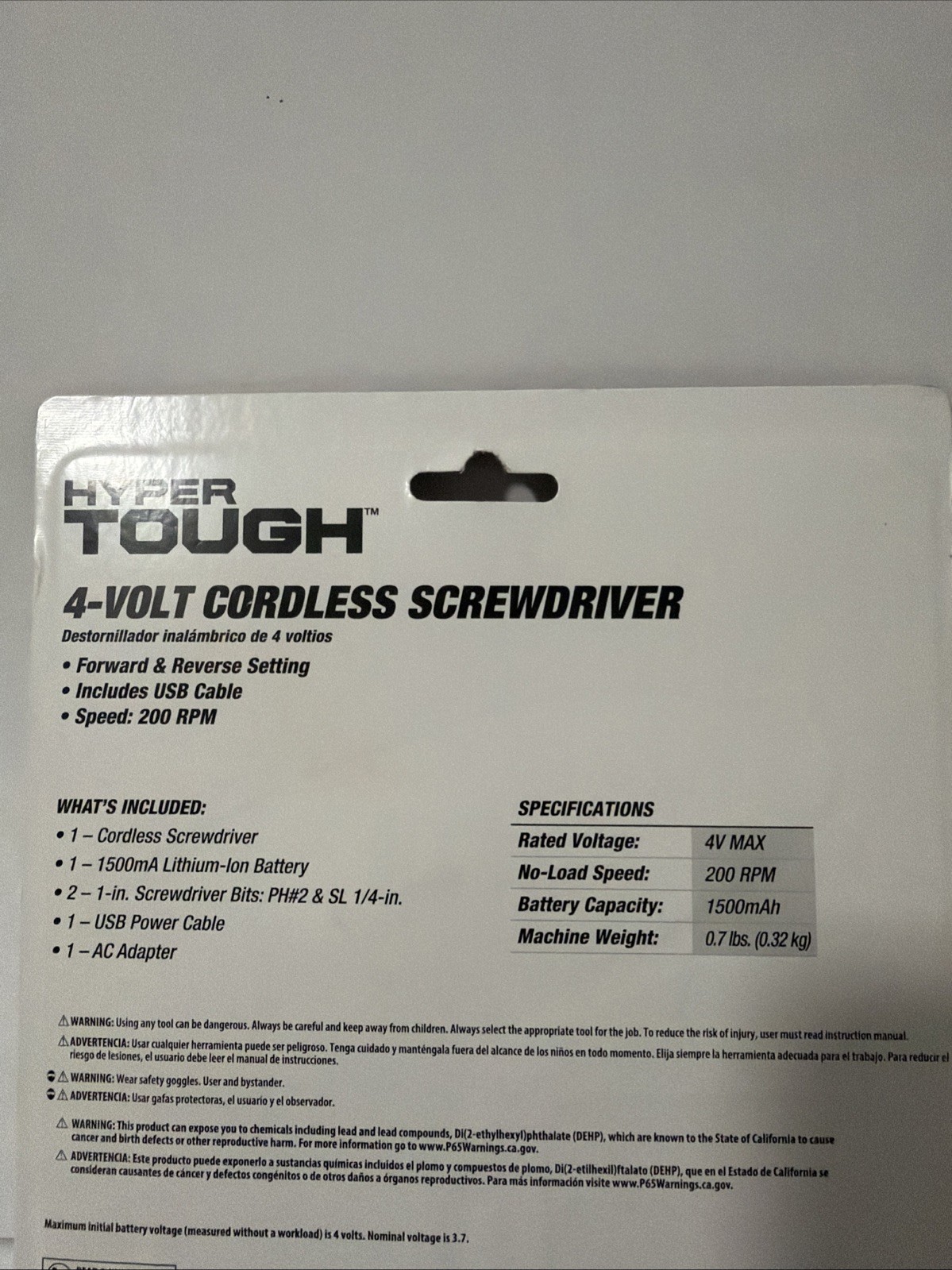 Hyper Tough 4-Volt Max Lithium-Ion Cordless Rotating Screwdriver with Charger