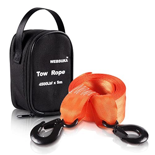 Trailer Winch Strap with Hook, 1.5in 16ft Heavy Duty 1.5&Prime;x16ft-4500lbs Orange