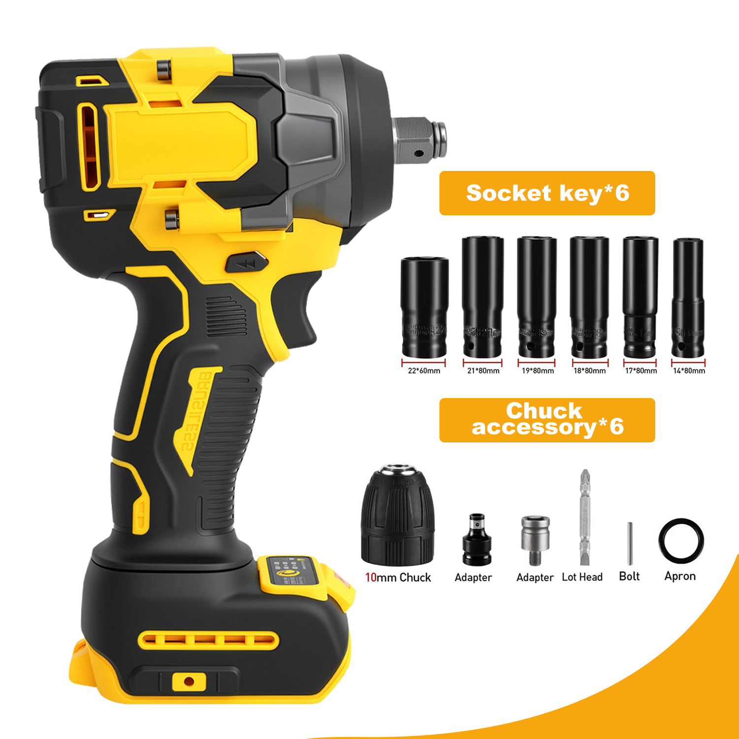 800NM 1/2&Prime; Cordless Impact Wrench 3 IN 1 For Dewalt 20V Battery(Tool Only)