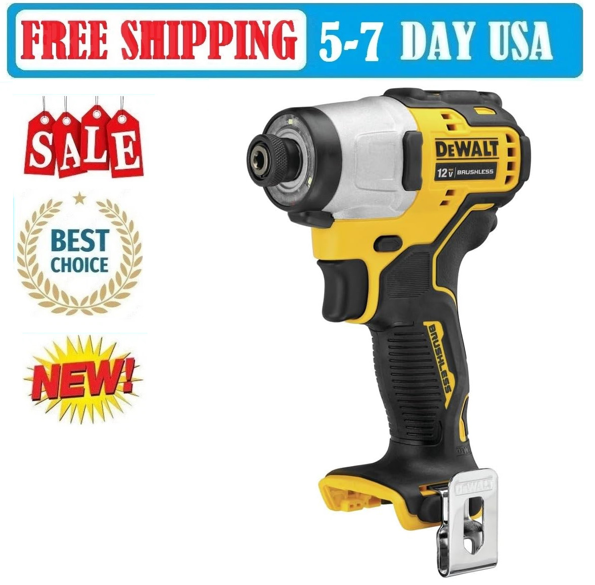 NEW! Dewalt Xtreme DCF801B 12V Max 1/4&Prime; Hex Brushless 3 Speed Impact Driver