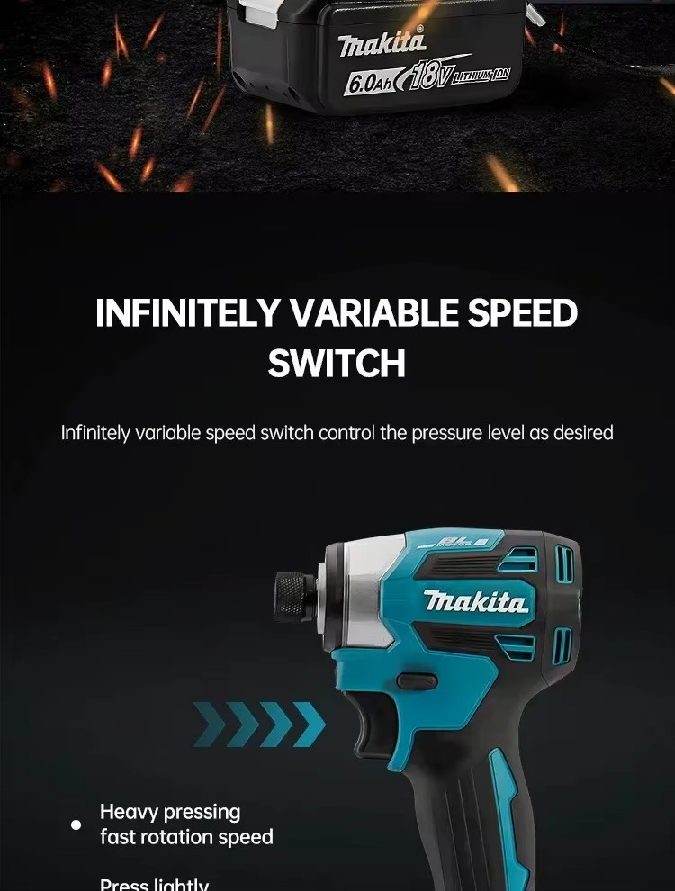 Makita DTD173 18V Cordless Brushless Impact Driver 180Nm with LED & Drill