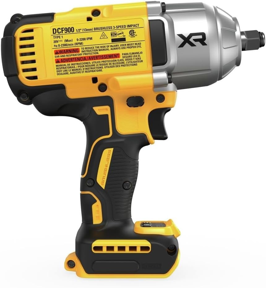 DeWALT 20v Max Brushless XR 1/2&Prime; High Torque Impact Wrench Hog Ring Anvil DCF900