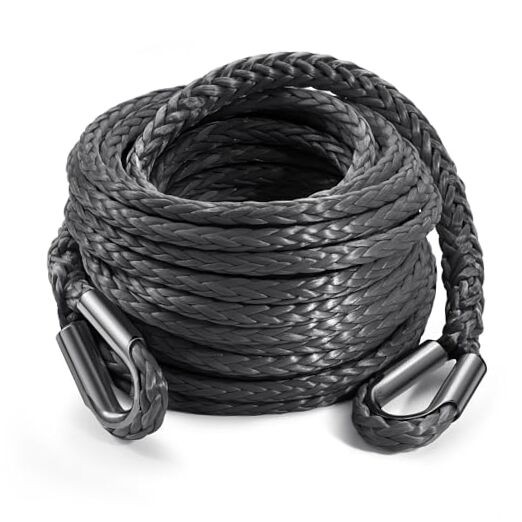 Winch Rope Extension, 1/4 » x 50ft Synthetic Winch 1/4 Inch x 50 Feet Gray