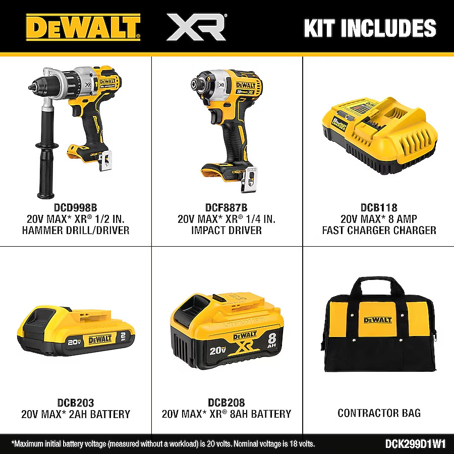 DEWALT ATOMIC 20-Volt MAX Cordless Brushless Compact Drill/Impact Combo Kit -…
