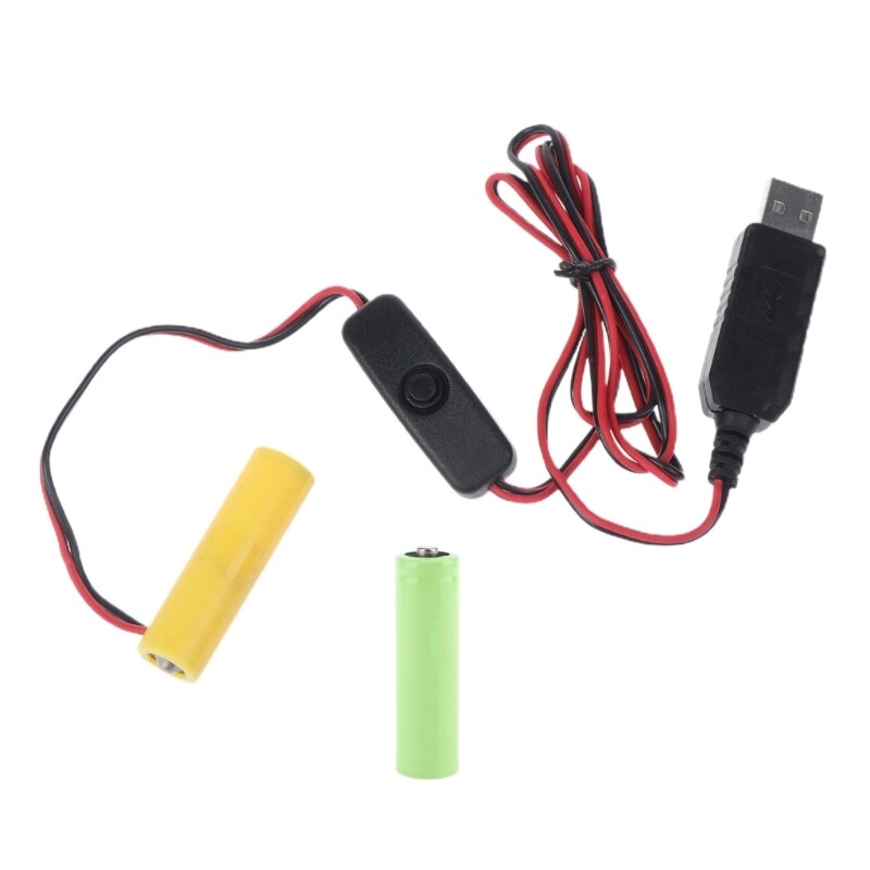 USB Power Converter DCBuck Eliminators Cable Replace 2pcs 1.5V AA