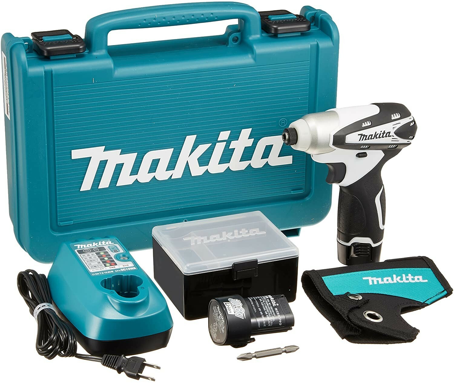 Makita Rechargeable Impact Driver 10.8V 1.3Ah White with 2 Batteries TD090DWXW