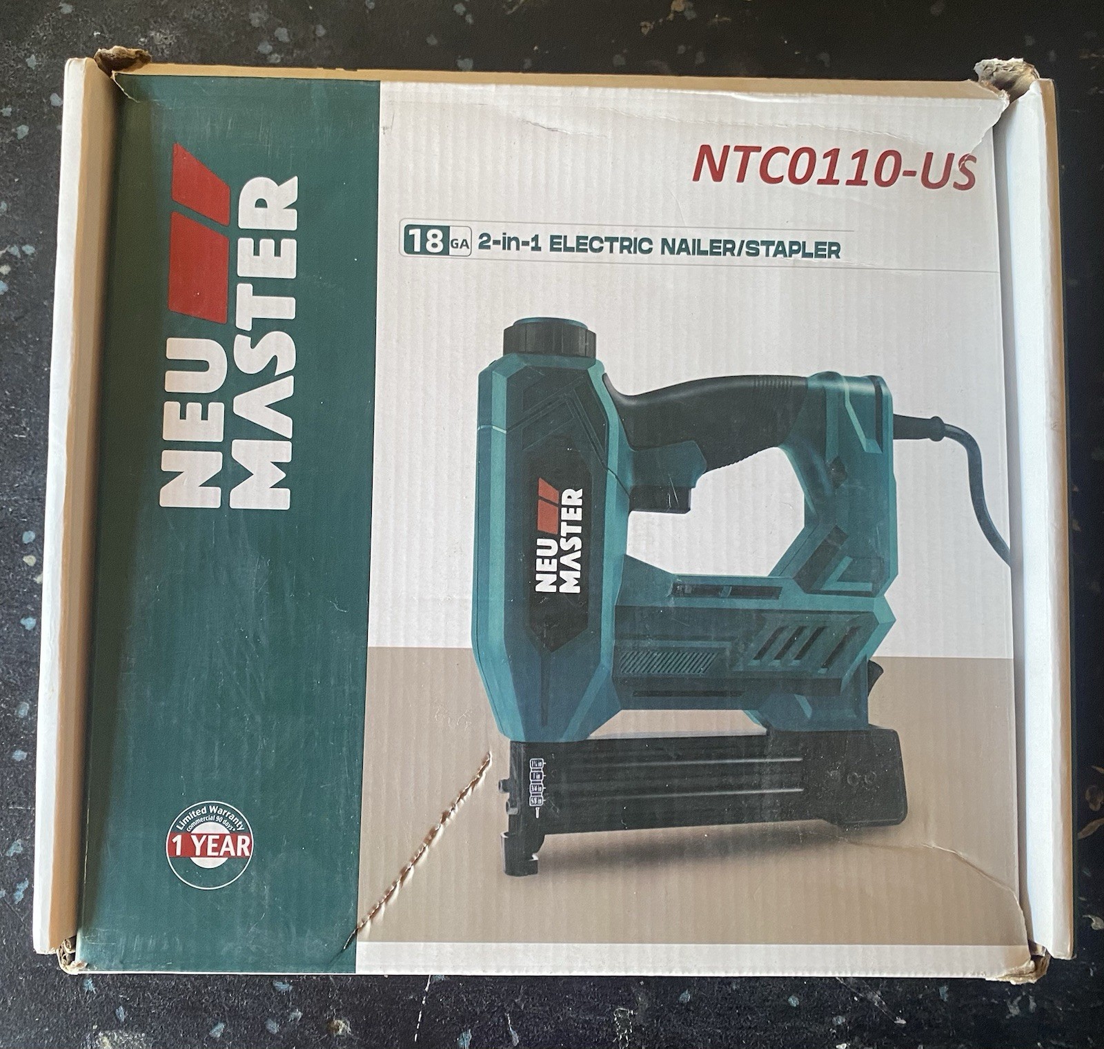NEU MASTER Brad Nailer 18GA 2 in 1 Electric Nailer / Stapler # NTC0110-US In Box