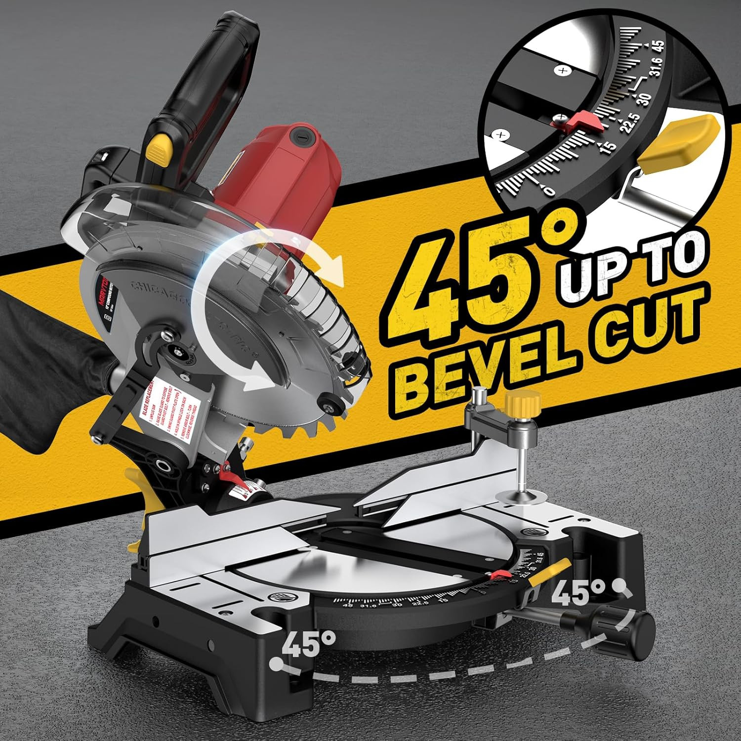10-Inch Compound Miter Saw, 5000RPM, 15 Amp, Single Bevel 0-45° with Extension T