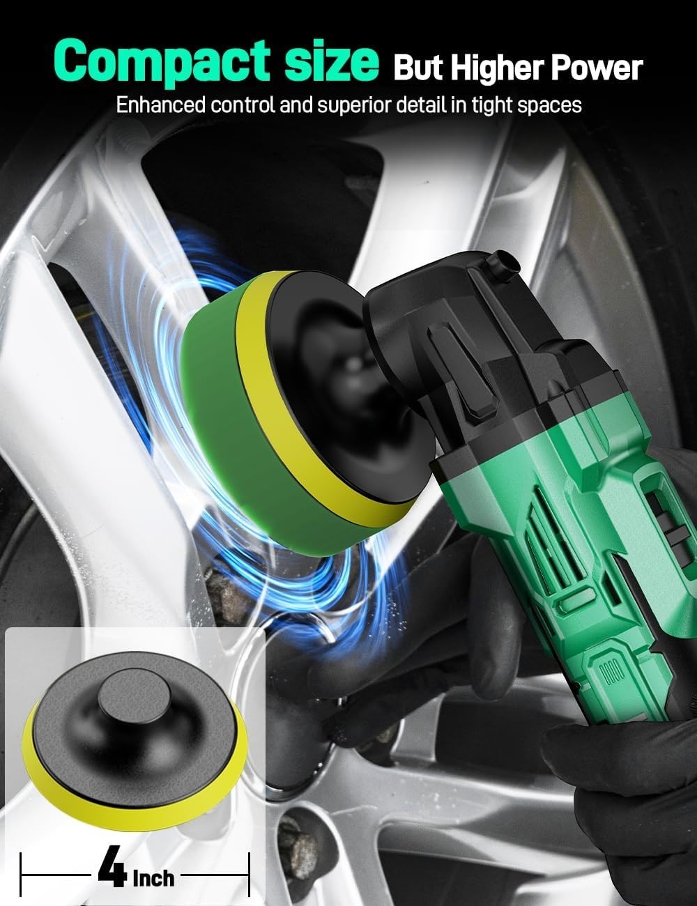 Lightweight KIMO 20V Cordless Buffer with Dual Battery & Fast Charger, 2.5 lbs