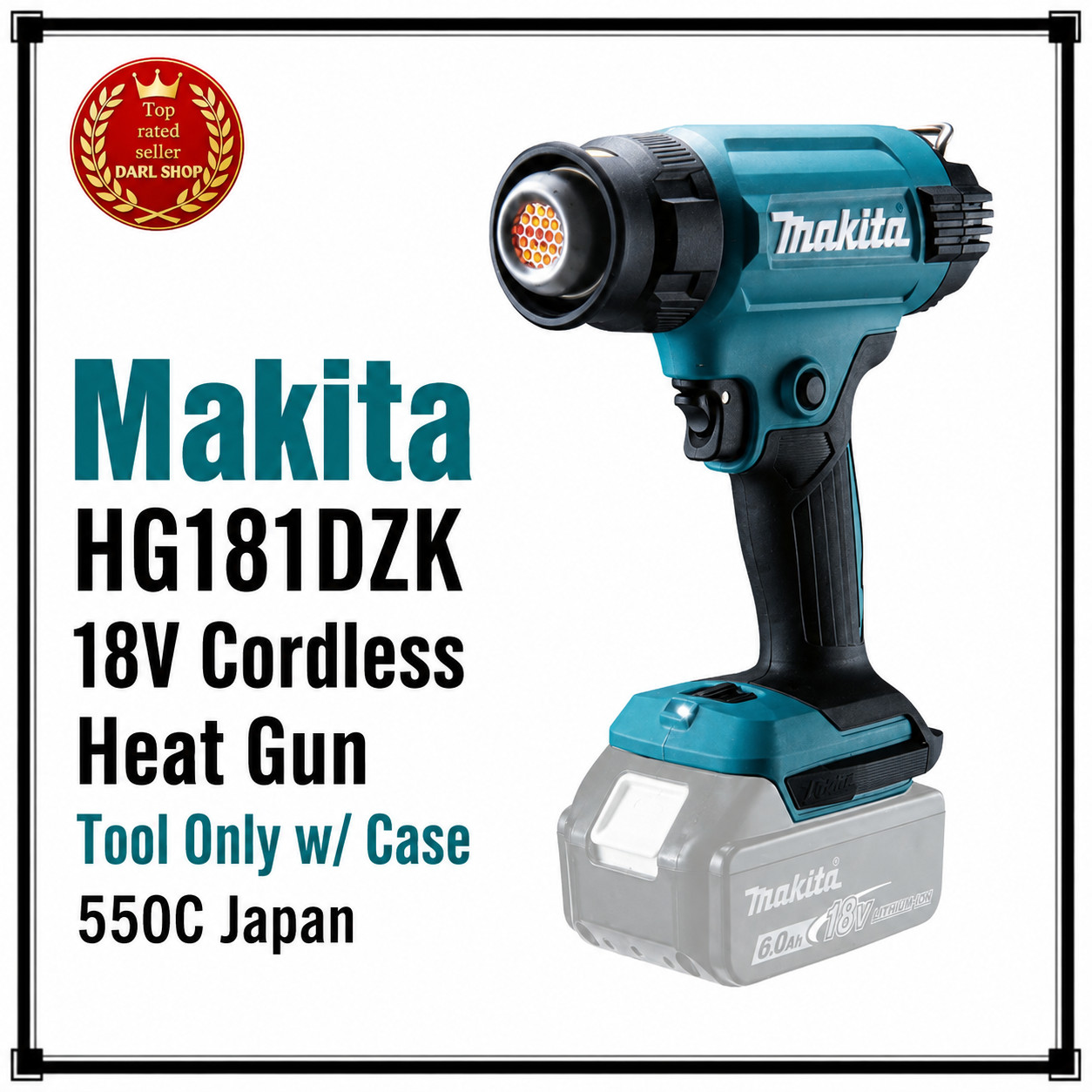 Makita HG181DZK 18V Cordless Heat Gun Tool Only w/ Case 550C Japan