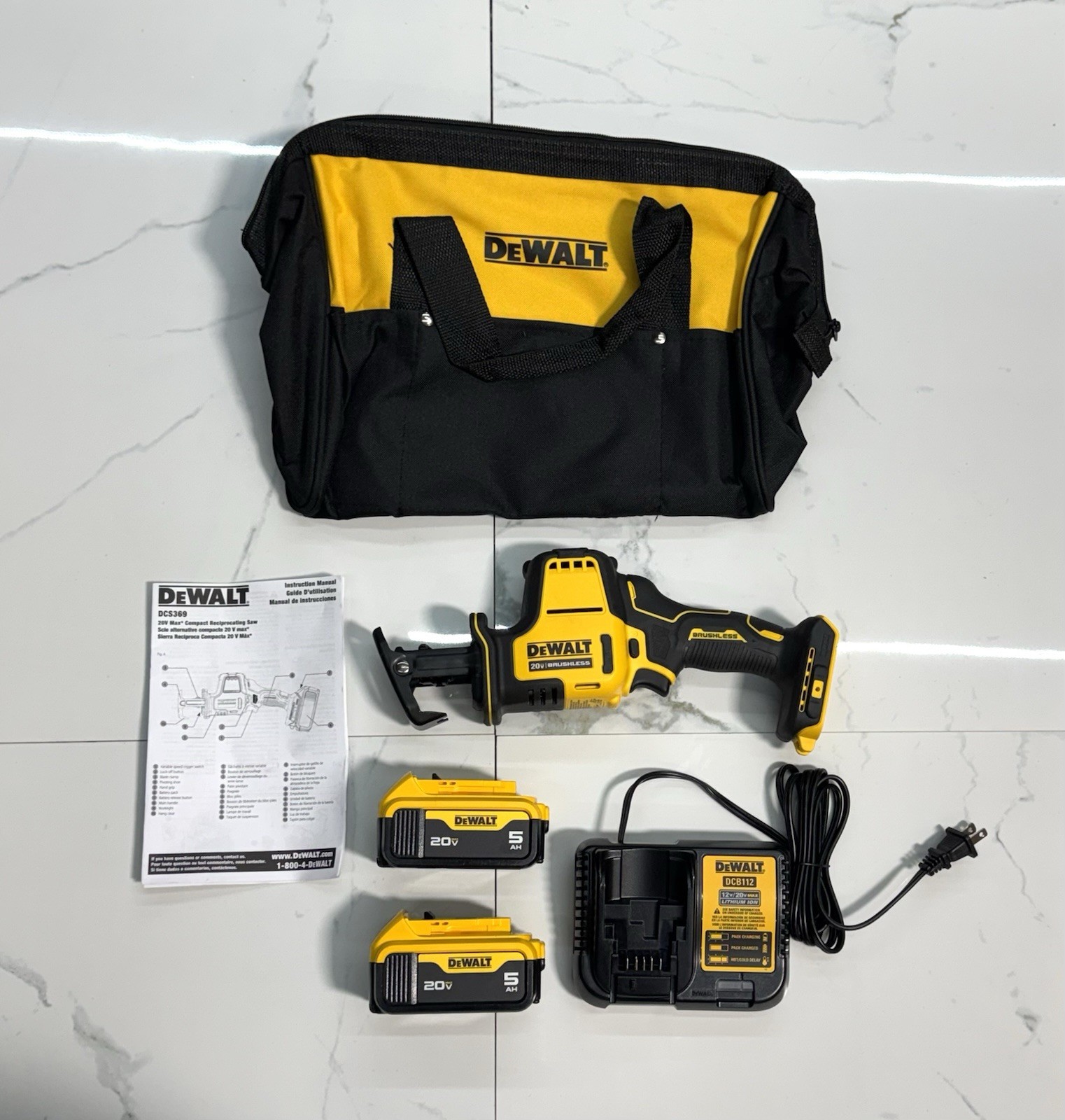 Dewalt DCS369B 20V MAX Compact Cordless Reciprocating Saw Atomic Kit (2)5.0ah