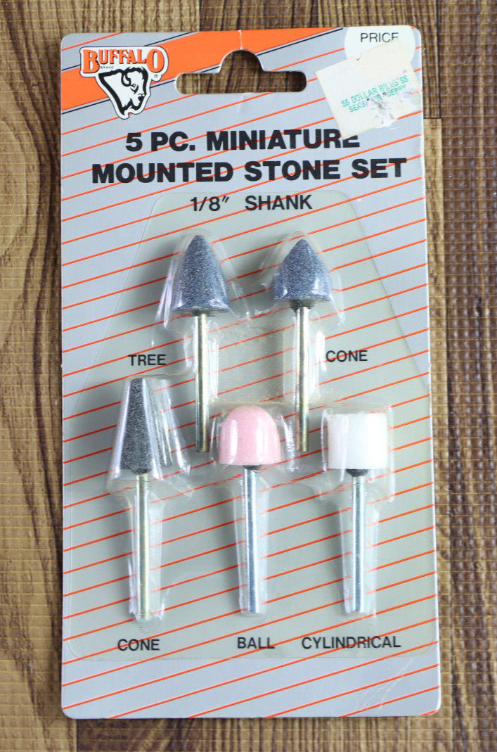 Buffalo 5 Pc Miniature Mounted Stone Set 1/8 » Shank Tree Cone Ball Cylindrical