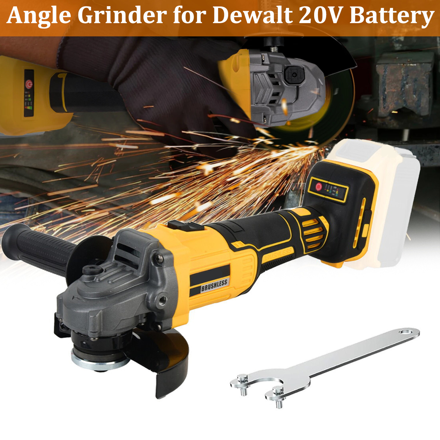 Cordless Angle Grinder for Dewalt 20V Battery 4-inch Brushless 9000RPM Tool New