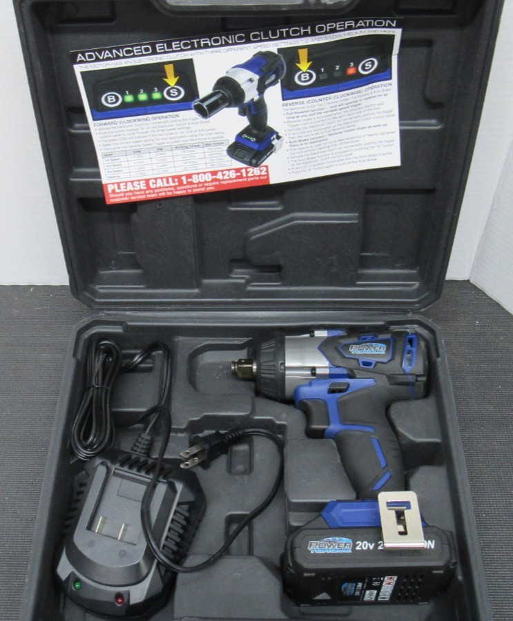 Power Torque 20V Brushless PTT0004 1/2&Prime; Lithium-Ion Impact Wrench w/ 2Ah Battery