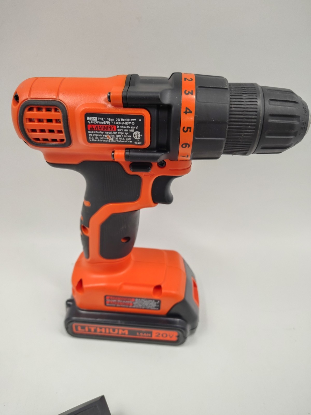 BLACK+DECKER LDX120 20V Max Lithium-Ion Cordless 3/8 in Drill w/ Battery Charger