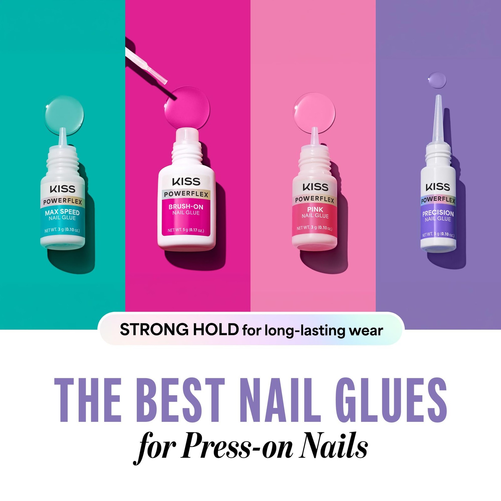 Kiss PowerFlex Precision Nail Glue for Press Ons, 0.10 Oz (Pack of 1), Clear