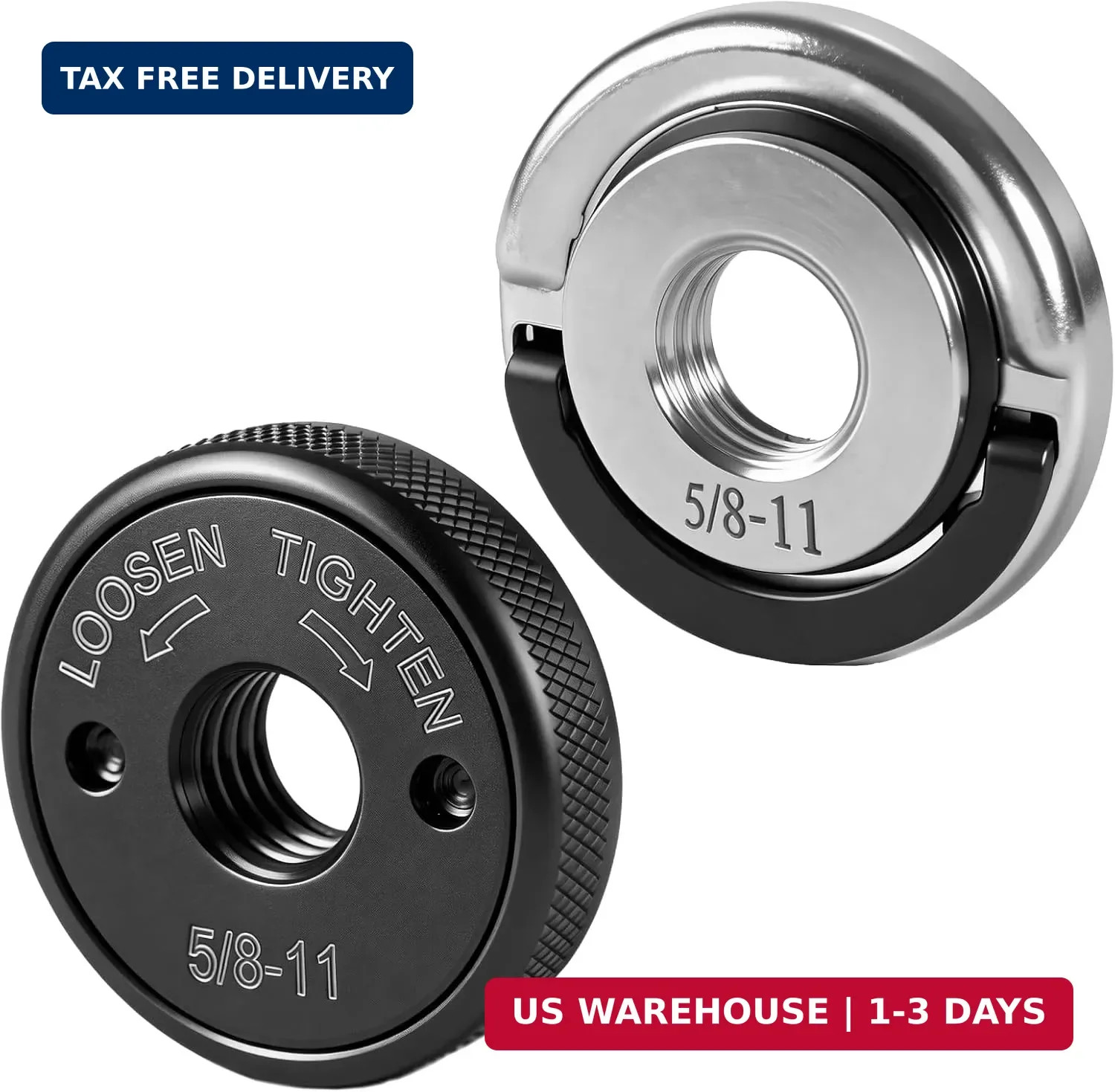 2-Pack 5/8&Prime;-11 Angle Grinder Flange Nuts, Tool-Free Quick Release Locking Kit, S