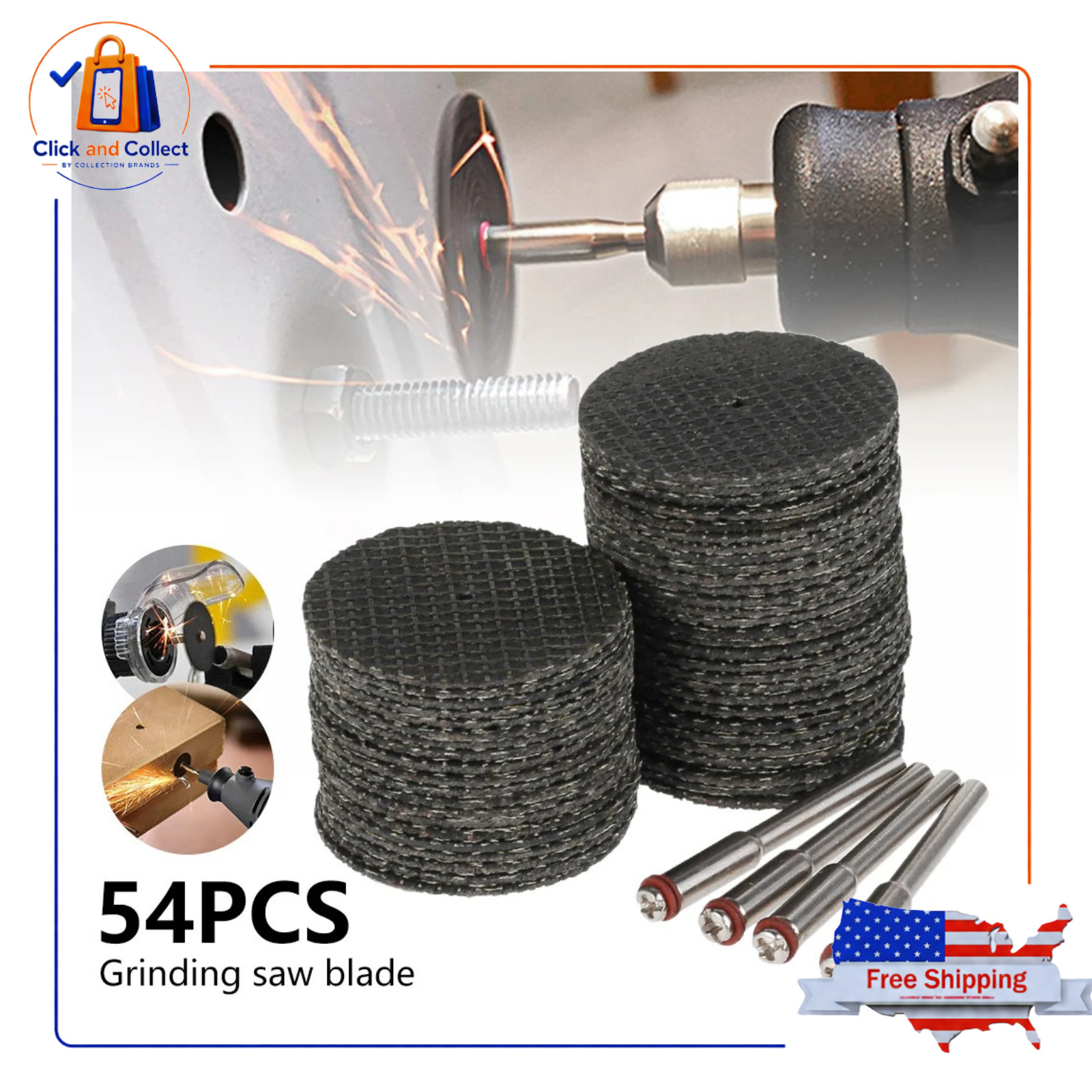50PCS Fiberglass Reinforced Dremel Cut Off 1/8&Prime; Wheel Rotary Discs +3pc Mandrel