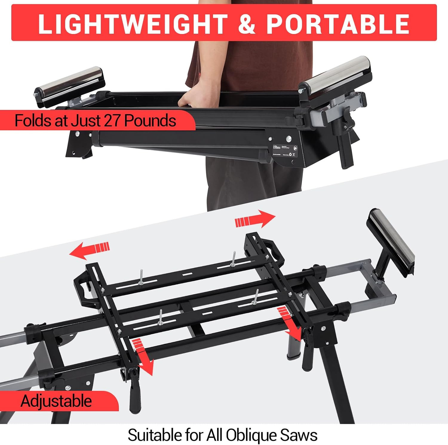 Universal Miter Saw Stand, 440 lbs Capacity, Adjustable & Portable