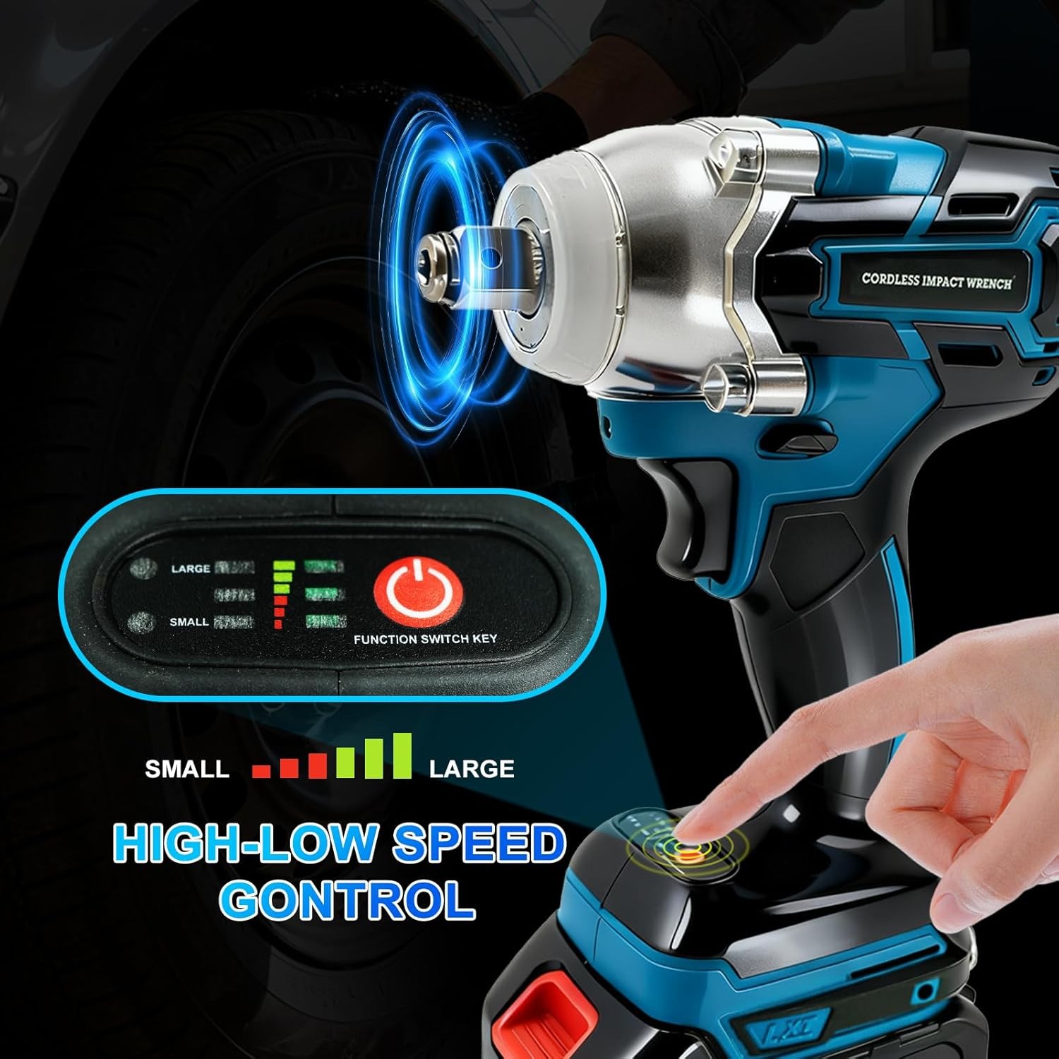 21V Pistola Llave De Impacto Inalámbrica 1/2 Pulgada Para Cambiar Llantas Carro
