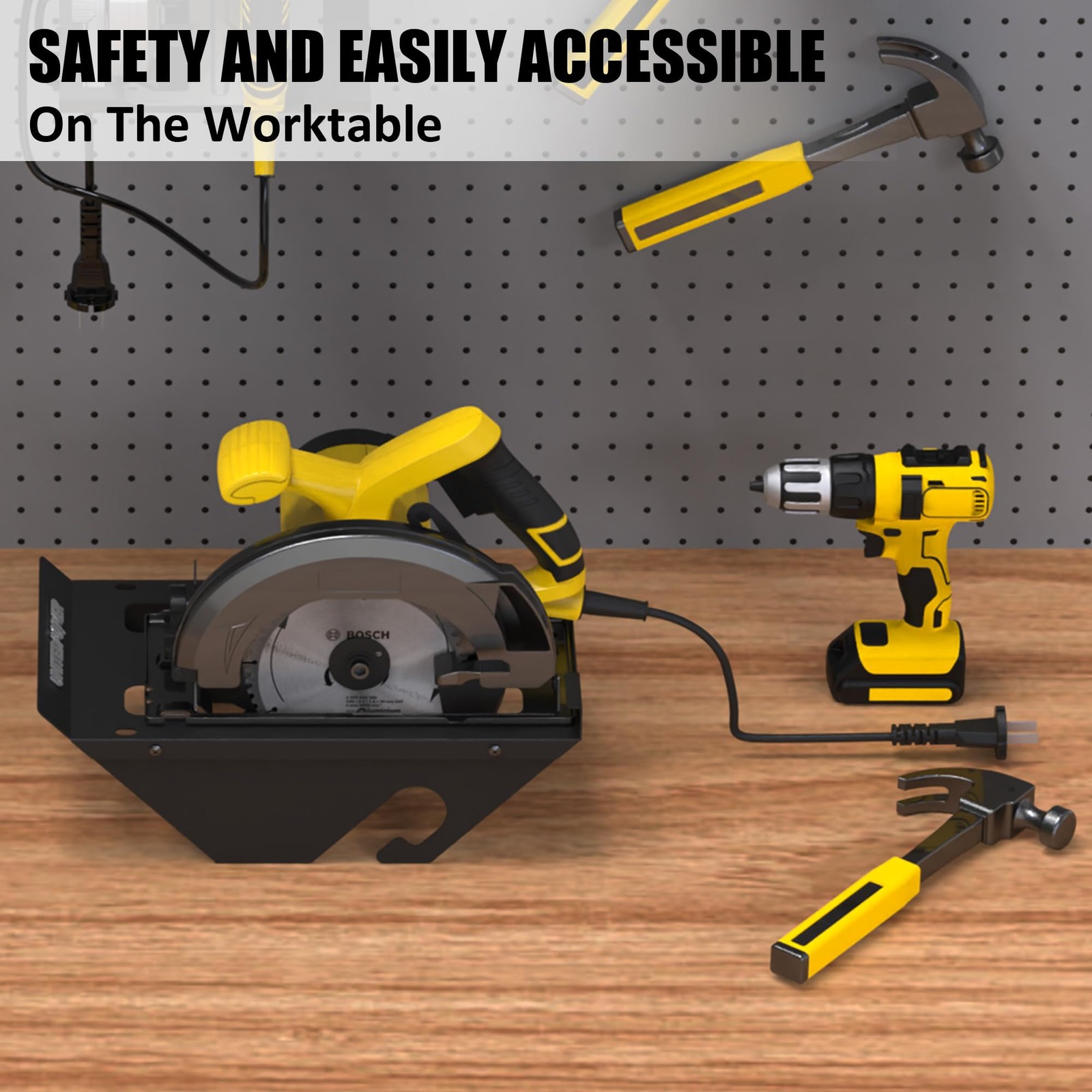 UNITEDPOWER Circular Saw Holder, Wall Mount 7.87 x 10.4 x 9.96 inches, Black