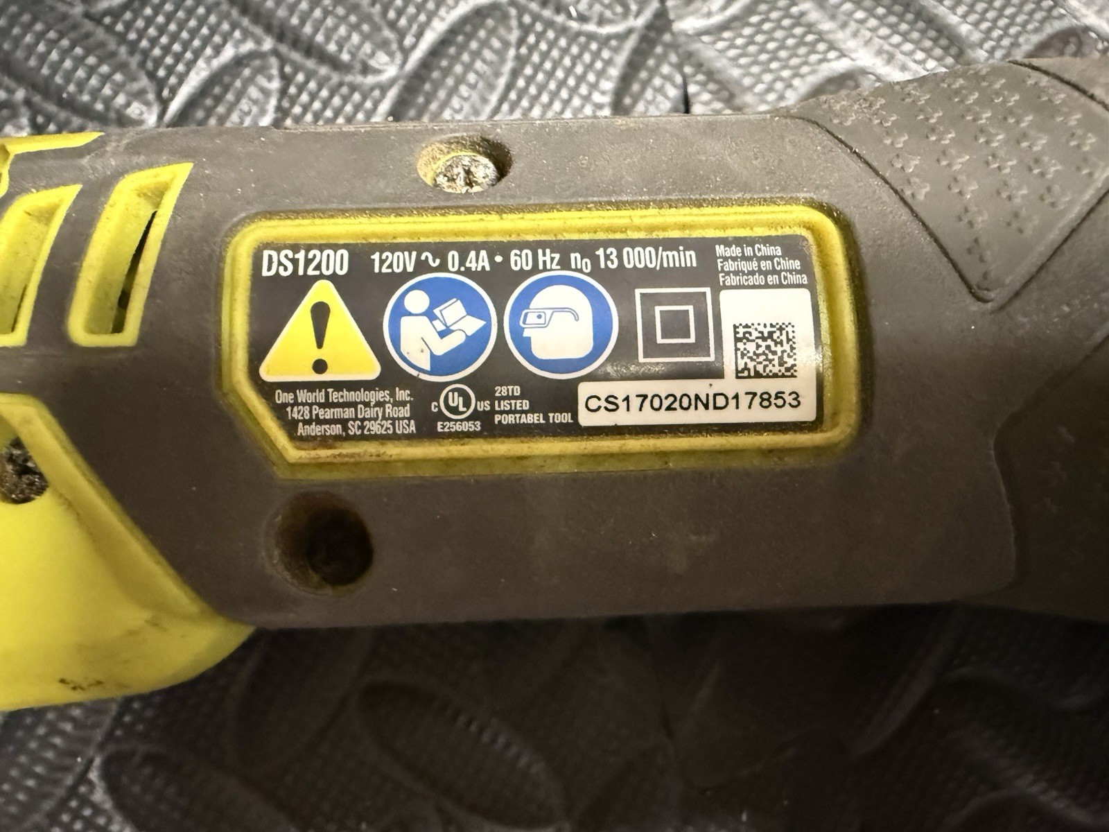 Ryobi DS1200 120V 0.4A Corded 2-7/8&Prime; Corner Detail Sander – Tested & Working